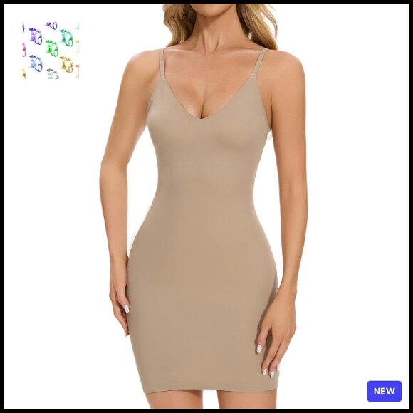 Seamless Shapewear Slip Dress Tummy Control Adjustable Straps Elegant Minimal